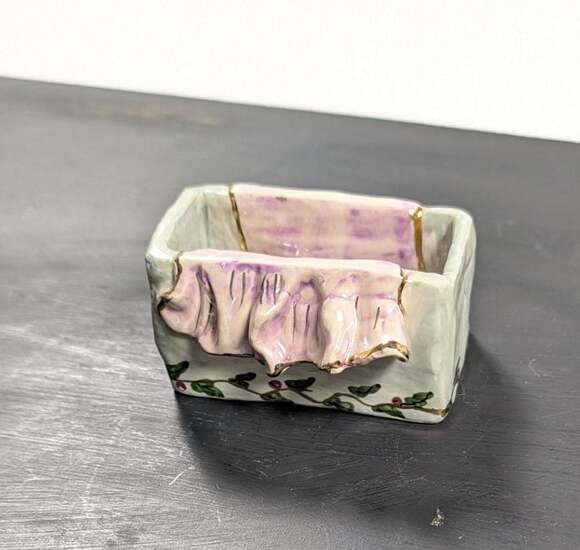 Heather Goldmine Other - Heather Goldminc Blue Sky Amour Shoe Box Trinket Dish BASE ONLY Hand Signed 2000